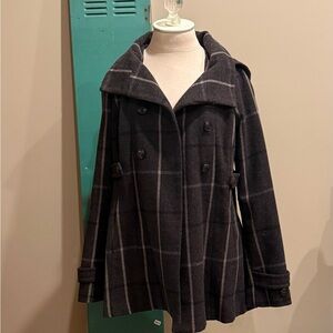 Banana Republic Plaid Double-Breasted Hooded Women's Coat